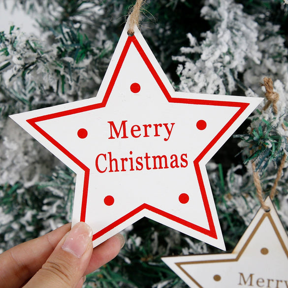 Wooden Hanging Christmas Decorations With Letter And Fivepointed Star