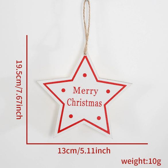 Wooden Hanging Christmas Decorations With Letter And Fivepointed Star