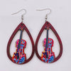 Wooden Hollow Electronic Guitar Earrings Handmade With Ushaped Drop Shape Geometric Pattern For Women