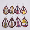 Wooden Hollow Electronic Guitar Earrings Handmade With Ushaped Drop Shape Geometric Pattern For Women