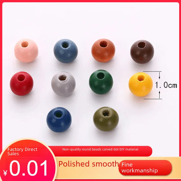 Wooden Jewelry Accessories DIY Hair Accessories Hair Clips Earrings Accessories Necklace Accessories Round Beads 10mm Dark Series Spot
