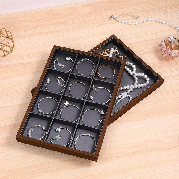 Wooden Jewelry Black Walnut Ring Earrings Necklace Pendant Jewelry Storage Plate High Sense Style Splicing Process