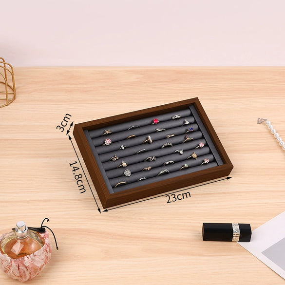 Wooden Jewelry Black Walnut Ring Earrings Necklace Pendant Jewelry Storage Plate High Sense Style Splicing Process