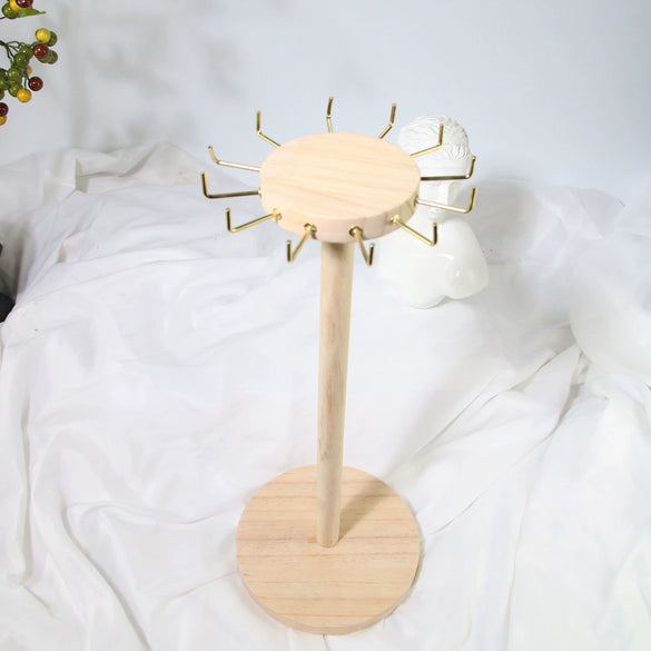 Wooden Jewelry Display Rack Round For Necklaces And Bracelets