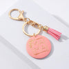 Wooden Keychain Modern Art Letter Tassel Car Key Case Pendant