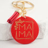 Wooden Keychain Modern Art Letter Tassel Car Key Case Pendant