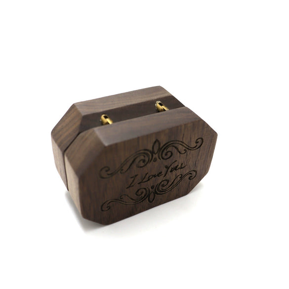 Wooden Laser Cut Ring Packaging Box Oval Fixed Insert Jewelry Storage Box For Rings And Earrings