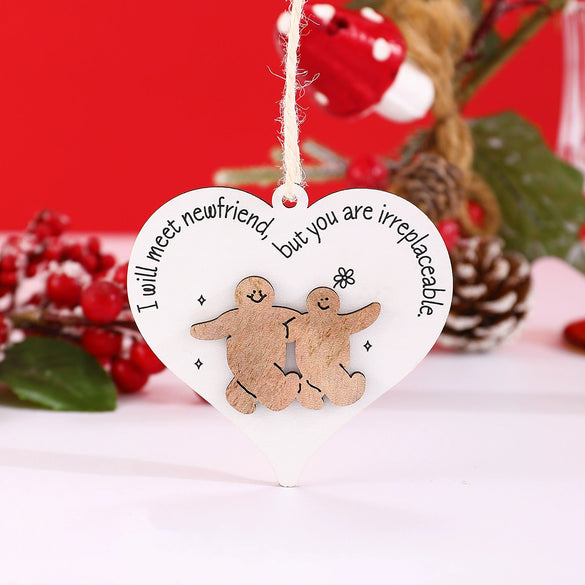 Wooden Printed Love Hanging Ornament Pendant Christmas Decoration For Couples And Good Friends