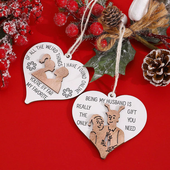 Wooden Printed Love Hanging Ornament Pendant Christmas Decoration For Couples And Good Friends