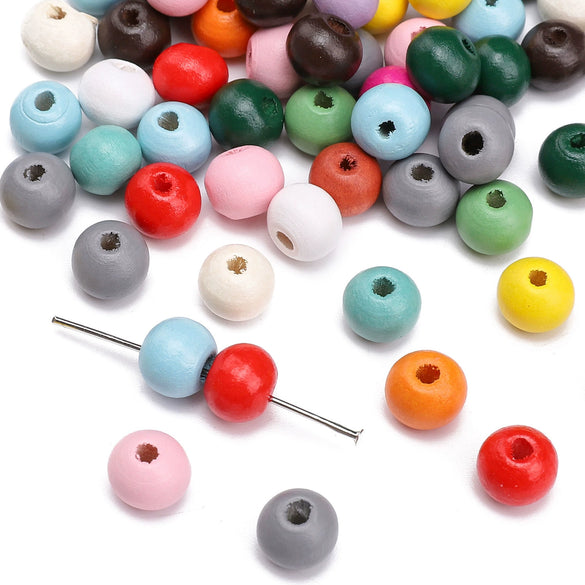 Wooden Round Beads Retro Style Spray Painted Handmade Diy Jewelry Accessories For Bracelet And Mobile Phone Chain
