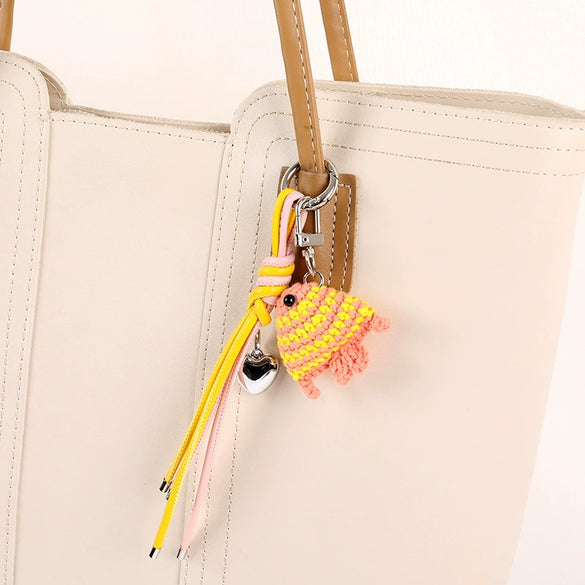 Wool Crocheted Little Fish Mobile Phone Pendant And Bag Decoration Hanging Chain Purely Handmade Jewelry With Marine Life Pattern