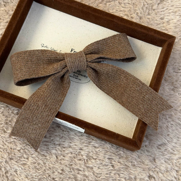 Wool Knitted Bow Handmade Women's Hairpin Spring Clip Headwear