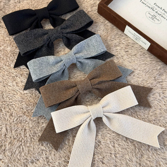 Wool Knitted Bow Handmade Women's Hairpin Spring Clip Headwear