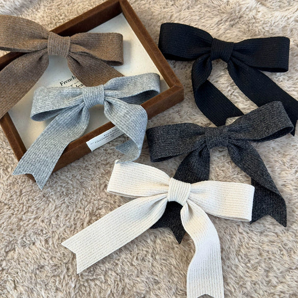 Wool Knitted Bow Handmade Women's Hairpin Spring Clip Headwear