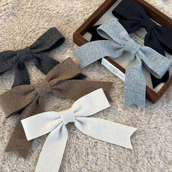 Wool Knitted Bow Handmade Women's Hairpin Spring Clip Headwear