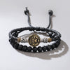 Woven Beaded Alloy Leather Bracelet With Geometric Pattern For Men And Women Electroplated Design