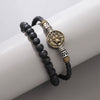 Woven Beaded Alloy Leather Bracelet With Geometric Pattern For Men And Women Electroplated Design