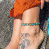 Woven Beaded Anklet With Geometric Turquoise Ccb Pine Stone For Women