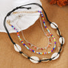 Woven Beaded Anklet With Geometric Turquoise Ccb Pine Stone For Women