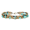 Woven Beaded Anklet With Geometric Turquoise Ccb Pine Stone For Women