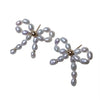 Woven Bow Natural Freshwater Rice Pearl Earrings For Women