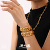 Woven Bracelet 316L Stainless Steel Geometric 18K Gold Plated