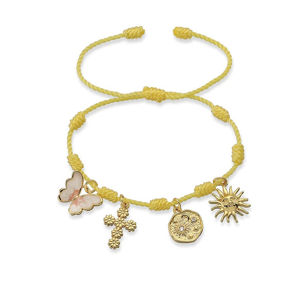 Woven Bracelets Cord Material Shells Turtles Crabs Love Geometric Electroplating Style Women's