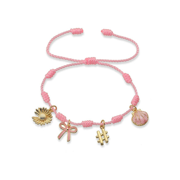 Woven Bracelets Cord Material Shells Turtles Crabs Love Geometric Electroplating Style Women's
