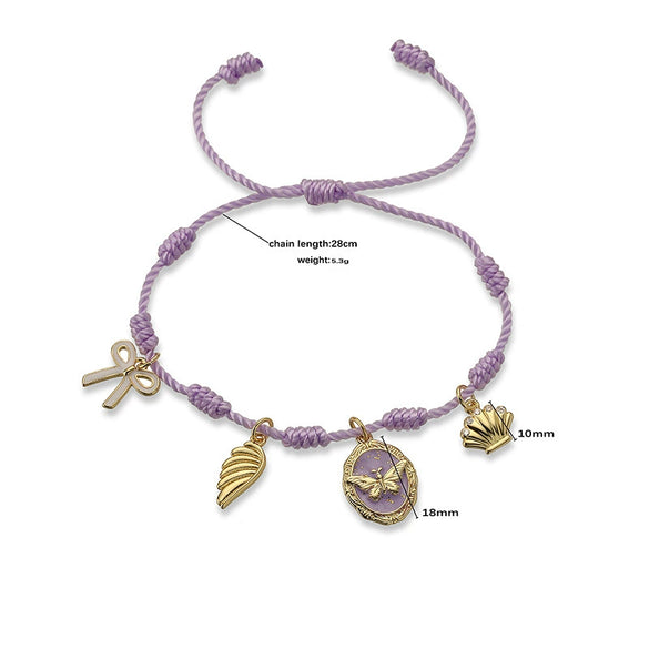 Woven Bracelets Cord Material Shells Turtles Crabs Love Geometric Electroplating Style Women's