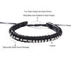 Woven Cowhide And Stainless Steel Bracelet With Geometric Pattern Unisex Fashion Style