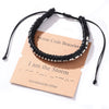 Woven Cowhide And Stainless Steel Bracelet With Geometric Pattern Unisex Fashion Style