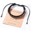 Woven Cowhide And Stainless Steel Bracelet With Geometric Pattern Unisex Fashion Style