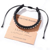 Woven Cowhide And Stainless Steel Bracelet With Geometric Pattern Unisex Fashion Style
