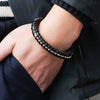 Woven Cowhide And Stainless Steel Bracelet With Geometric Pattern Unisex Fashion Style