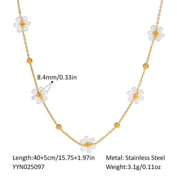 Woven Flower Stainless Steel Necklace Bracelet Suit With Pvd Furnace Vacuum Real Gold Plating Minimalist Style Jewelry