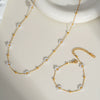 Woven Flower Stainless Steel Necklace Bracelet Suit With Pvd Furnace Vacuum Real Gold Plating Minimalist Style Jewelry