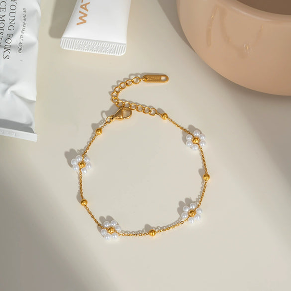 Woven Flower Stainless Steel Necklace Bracelet Suit With Pvd Furnace Vacuum Real Gold Plating Minimalist Style Jewelry