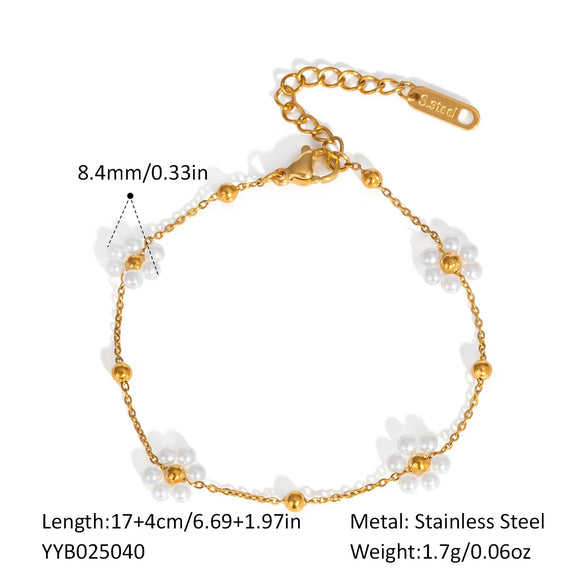 Woven Flower Stainless Steel Necklace Bracelet Suit With Pvd Furnace Vacuum Real Gold Plating Minimalist Style Jewelry
