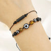 Woven Handmade Beaded Stone Bracelet With Cylindrical Amethyst Tiger Eye Rose Quartz Black Gallstone Black Agate For Couple Friendship