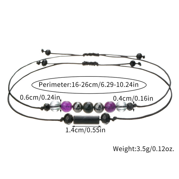 Woven Handmade Beaded Stone Bracelet With Cylindrical Amethyst Tiger Eye Rose Quartz Black Gallstone Black Agate For Couple Friendship