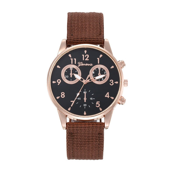 Woven Quartz And Digital Sports Watch For Men And Boys Nylon And Canvas Strap Alloy Case Round Dial