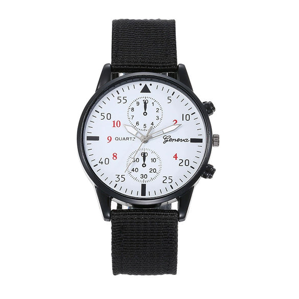 Woven Quartz And Digital Sports Watch For Men And Boys Nylon And Canvas Strap Alloy Case Round Dial