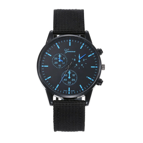 Woven Quartz And Digital Sports Watch For Men And Boys Nylon And Canvas Strap Alloy Case Round Dial