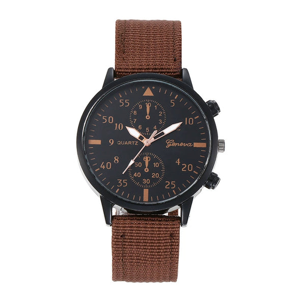 Woven Quartz And Digital Sports Watch For Men And Boys Nylon And Canvas Strap Alloy Case Round Dial