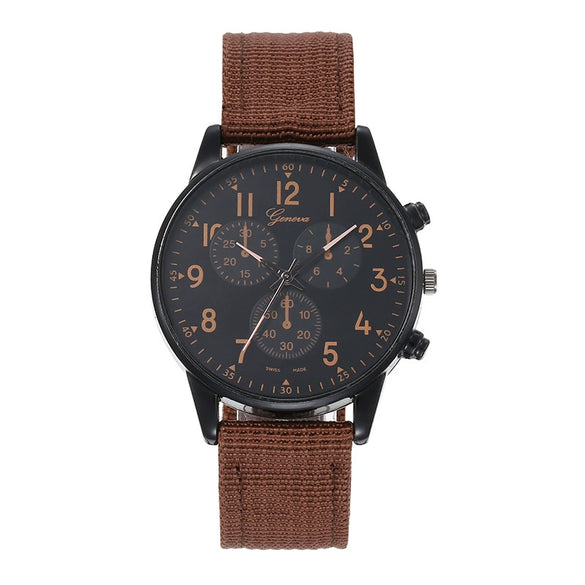 Woven Quartz And Digital Sports Watch For Men And Boys Nylon And Canvas Strap Alloy Case Round Dial