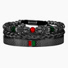 Woven Stainless Steel Copper Stone Geometric Leopard Head Electroplated Unisex Bracelet