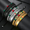 Woven Stainless Steel Copper Stone Geometric Leopard Head Electroplated Unisex Bracelet