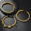 Woven Stainless Steel Copper Stone Geometric Leopard Head Electroplated Unisex Bracelet