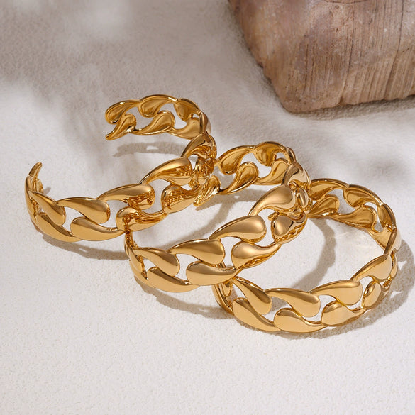 Woven Stainless Steel Electroplated Geometric Water Drop Open Bracelet For Couples