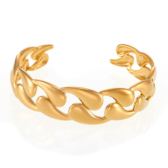Woven Stainless Steel Electroplated Geometric Water Drop Open Bracelet For Couples
